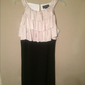 Beige and black formal dress